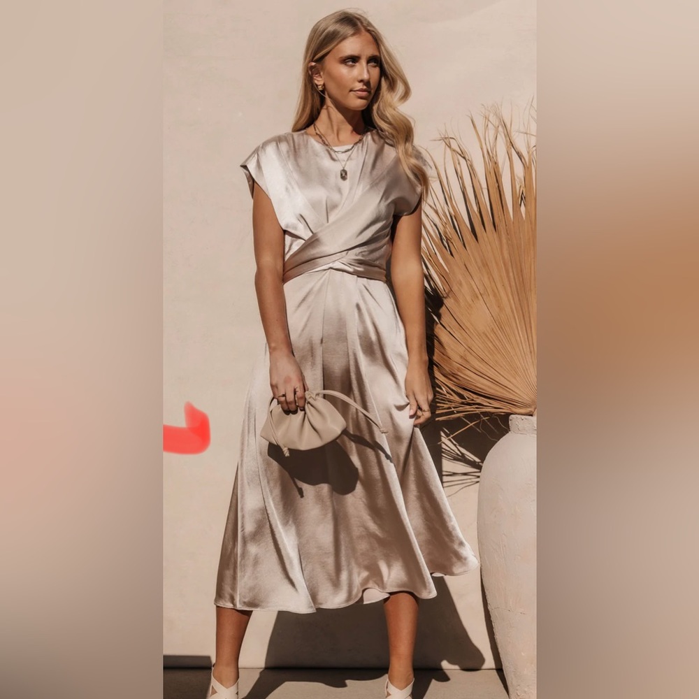 Bohme roseland midi dress in champagne